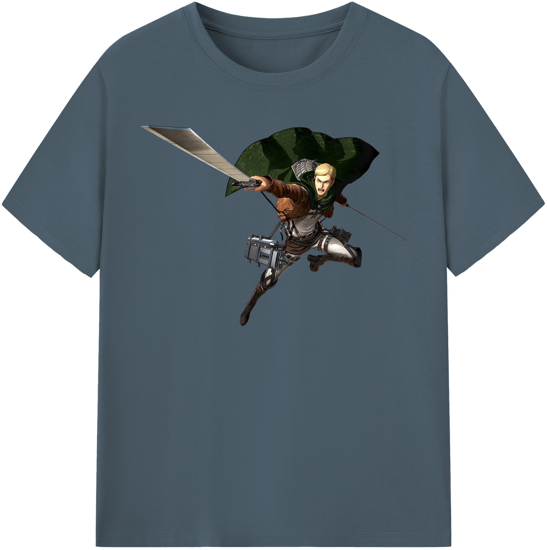 （画像用） 進撃の巨人 エルヴィン・スミス Attack on Titan Erwin Smith 綿100％半袖Tシャツ（フロントプリント）